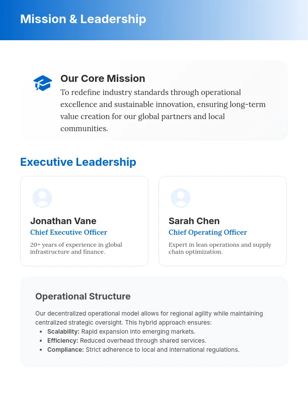 Executive Corporate Profile & Strategic Vision