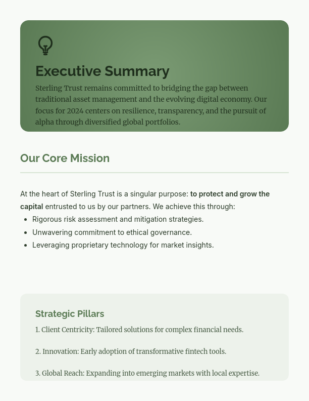 Strategic Corporate Overview and Mission