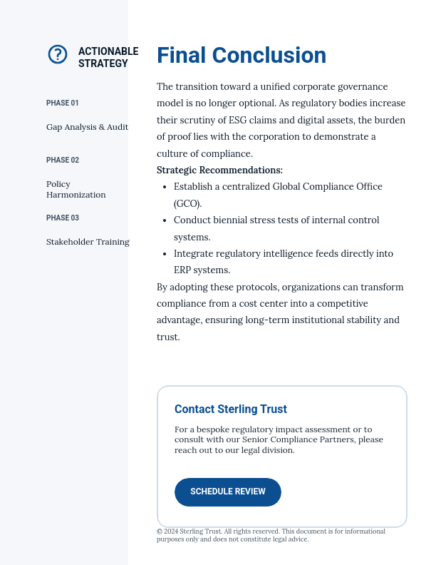 Corporate Regulatory Compliance Framework