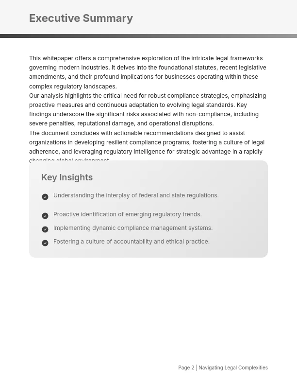 Regulatory Compliance & Legal Frameworks