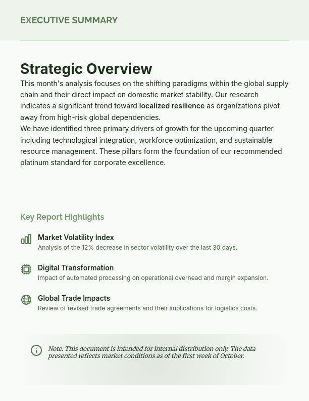 Monthly Strategic Market Intelligence