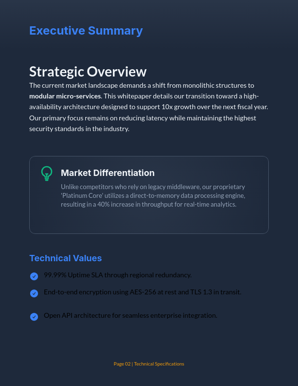 Innovative Product Architecture & Roadmap
