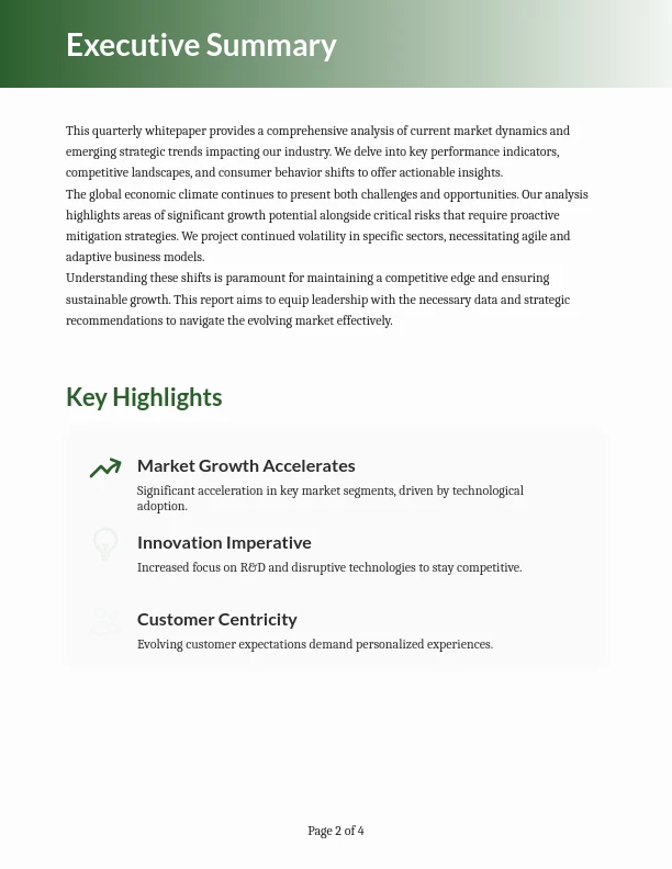 Strategic Quarterly Market Analysis